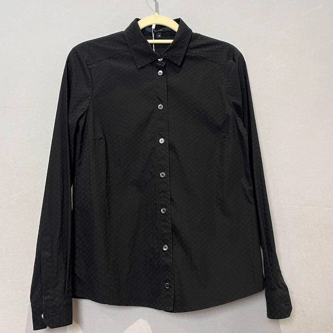99新 GUCCI/古驰 格纹黑色衬衫98新 尺码38