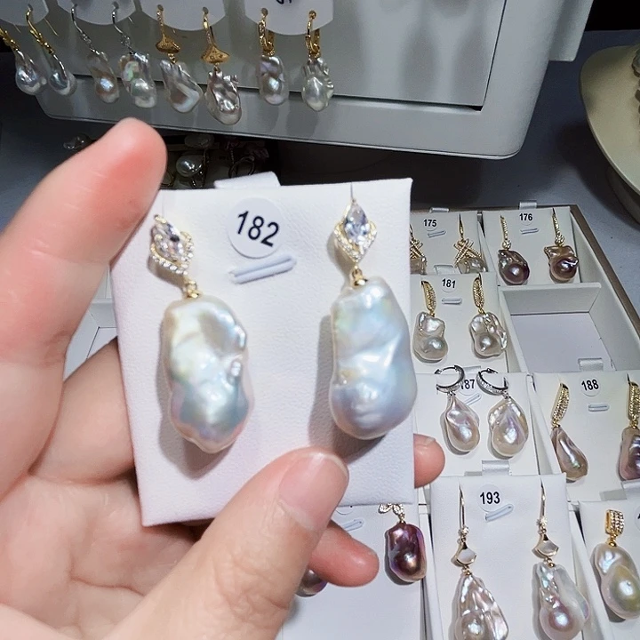 淡水珍珠耳饰银S925镶嵌S****舒