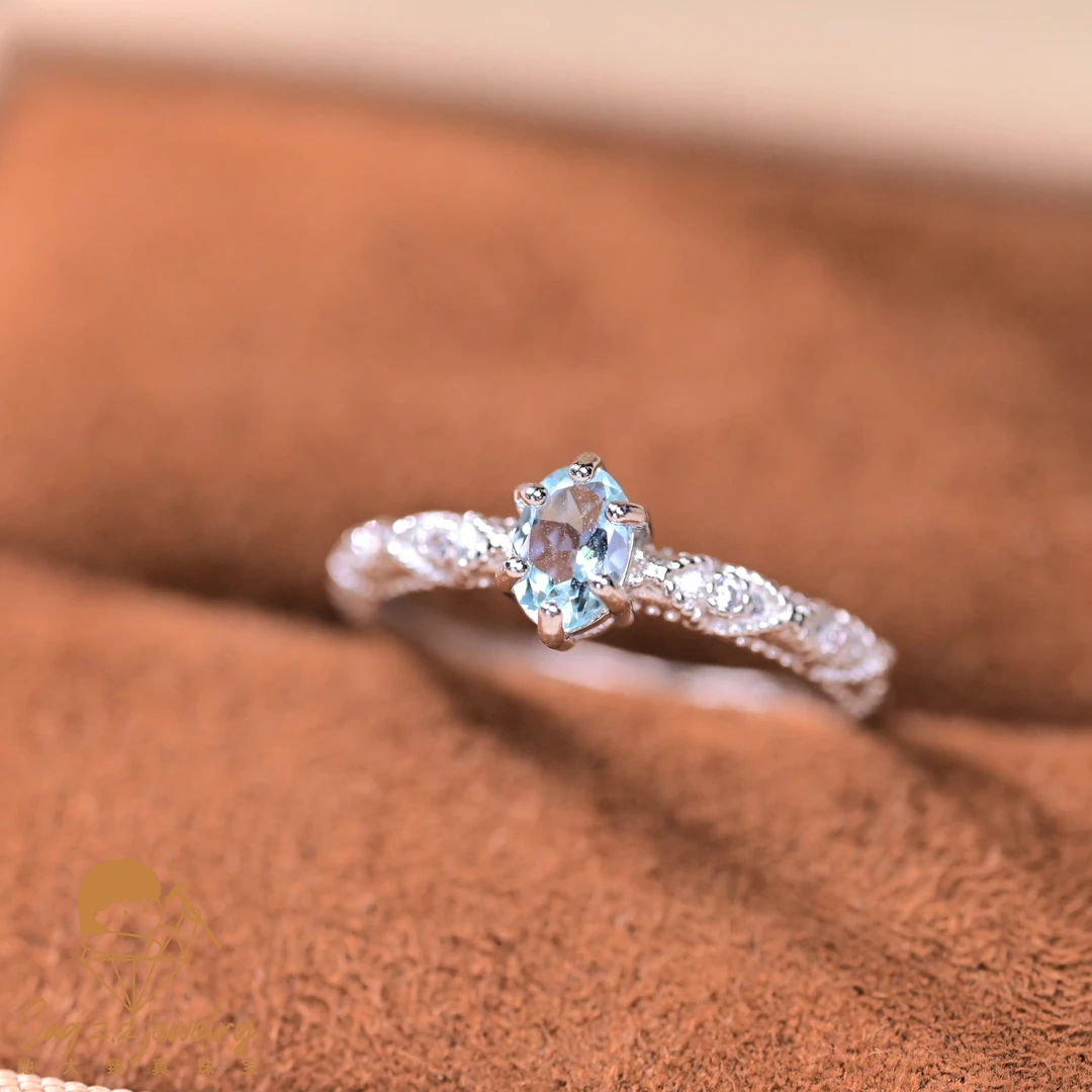 天然海蓝宝石正品原矿海蓝宝925银福利