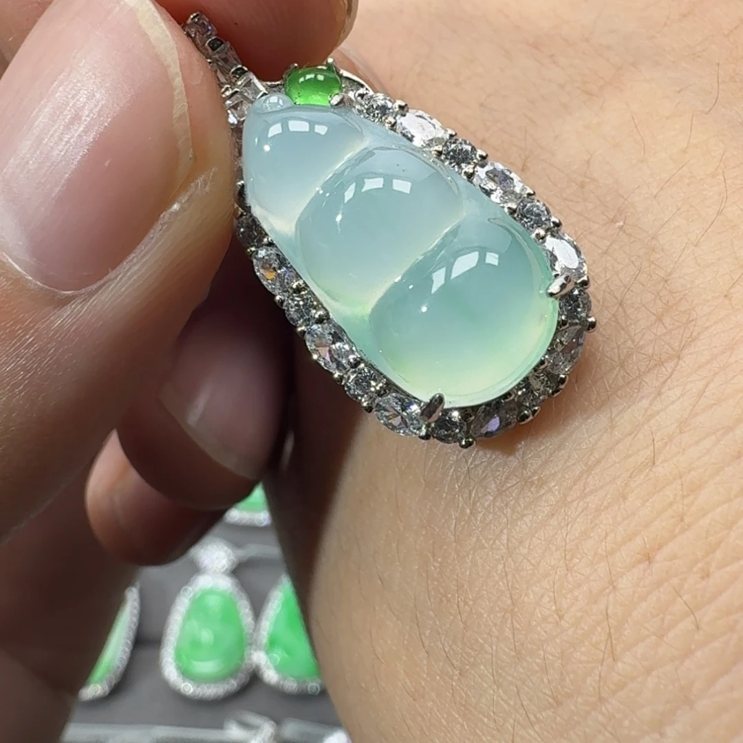 翡翠银S925镶嵌戒指天然缅甸翡翠A货