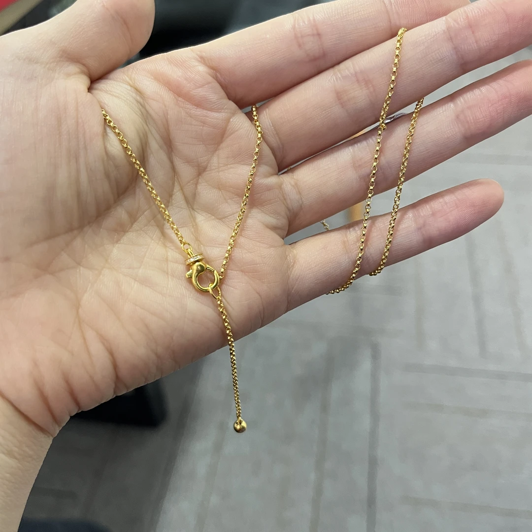 玲珑泡泡项链 可调节款链款1.7mm 足金999 总重出