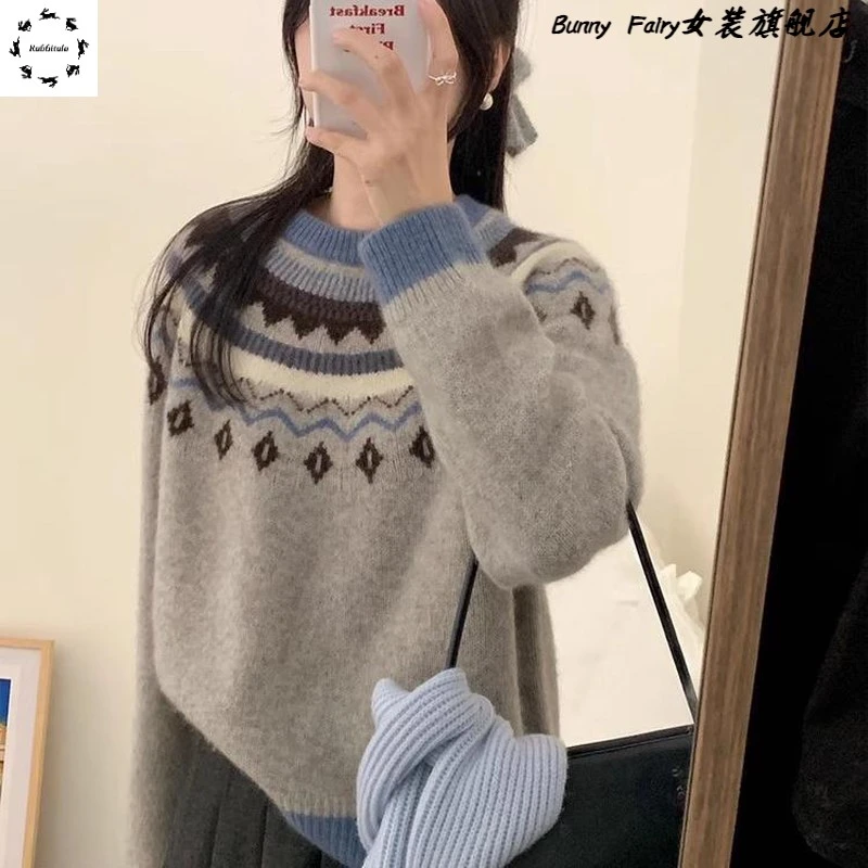 设计感高端2025秋季新款复古费尔岛毛衣女装高级感穿搭上衣个性潮