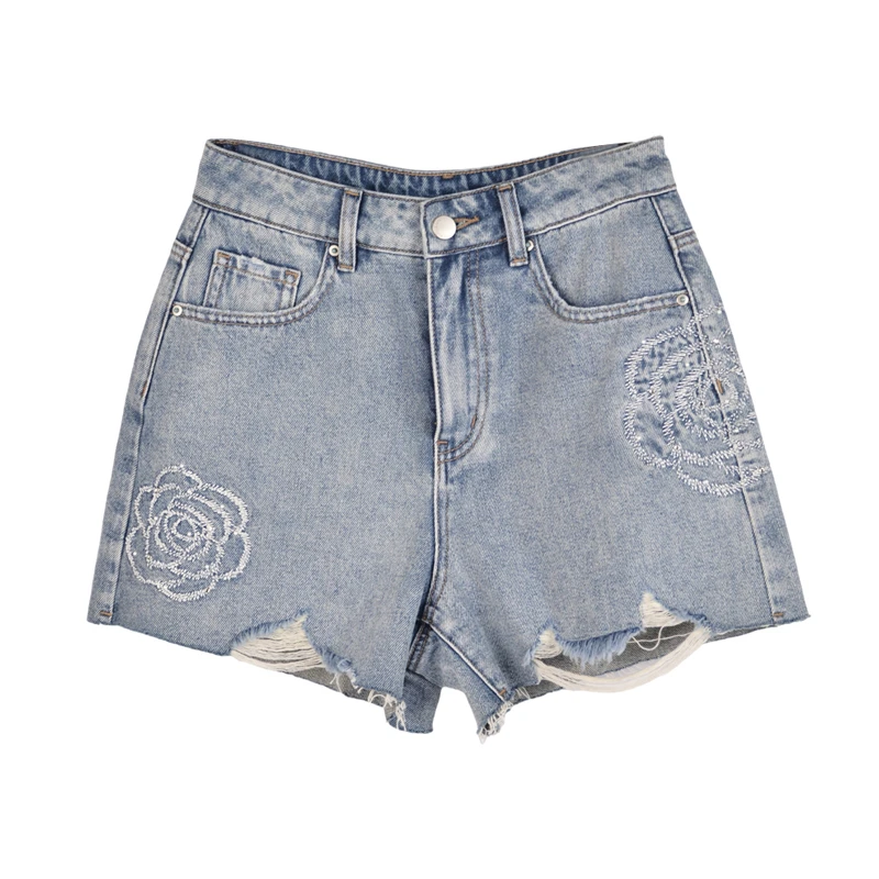 【林一】夏季牛仔短裤高腰阔腿裤子25K2037(颜色不同面料)