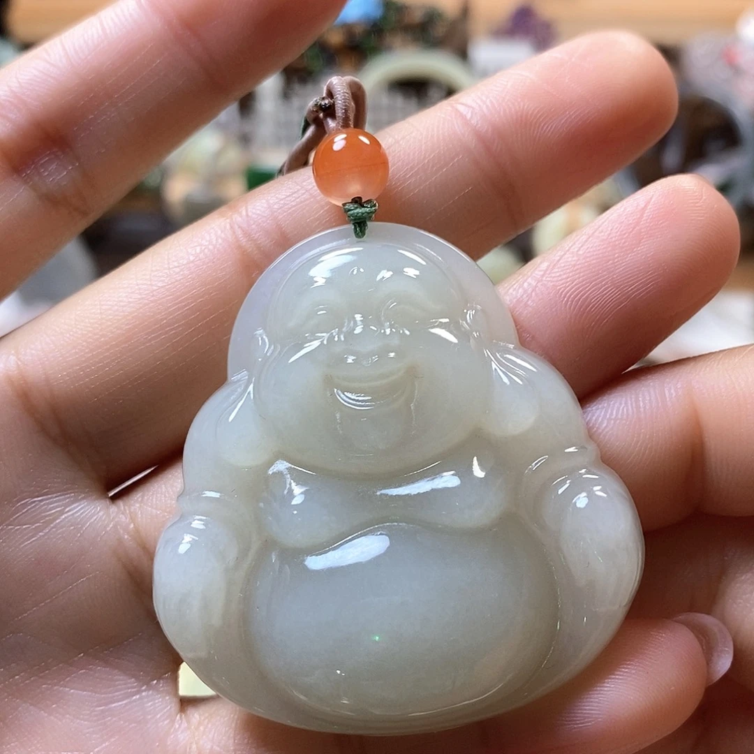景***翎吊坠(赠链)未镶嵌和田玉晴水佛公50
