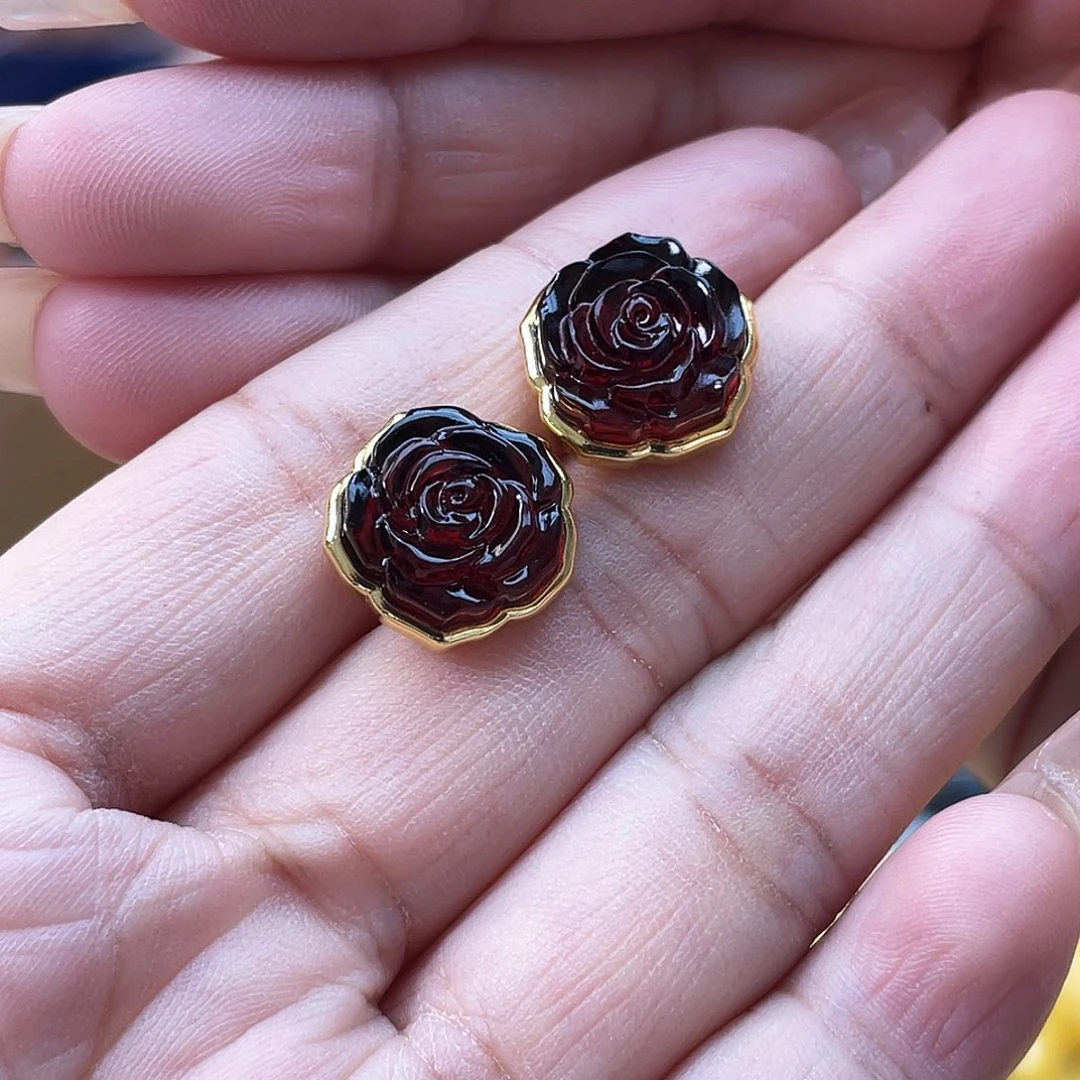 银S925镶嵌琥珀裸石琥珀h73