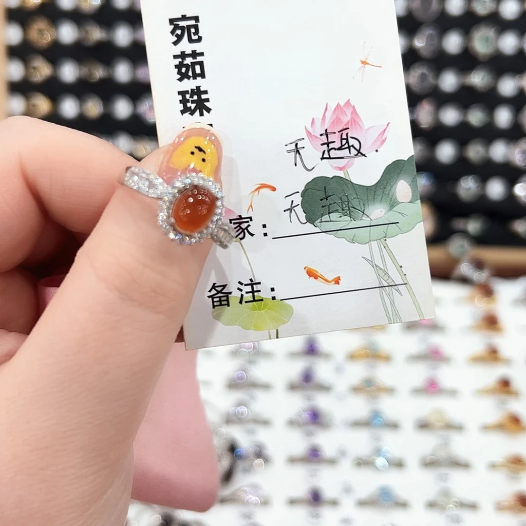 石榴石戒指银S925镶嵌无*戒指