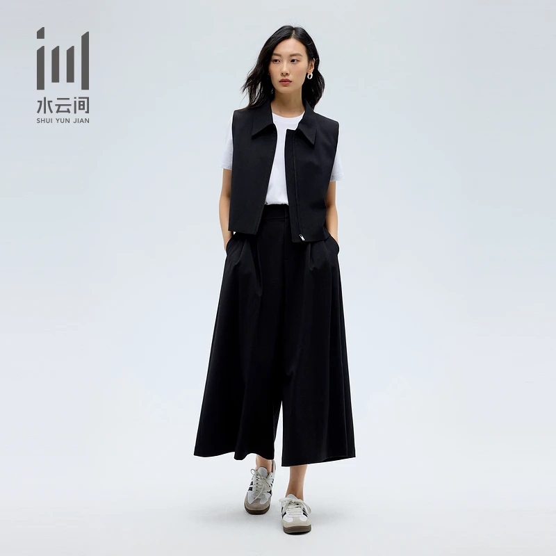 水云间女装翻领西装马甲收腰显瘦半身裙套装2025夏工装裙12510475