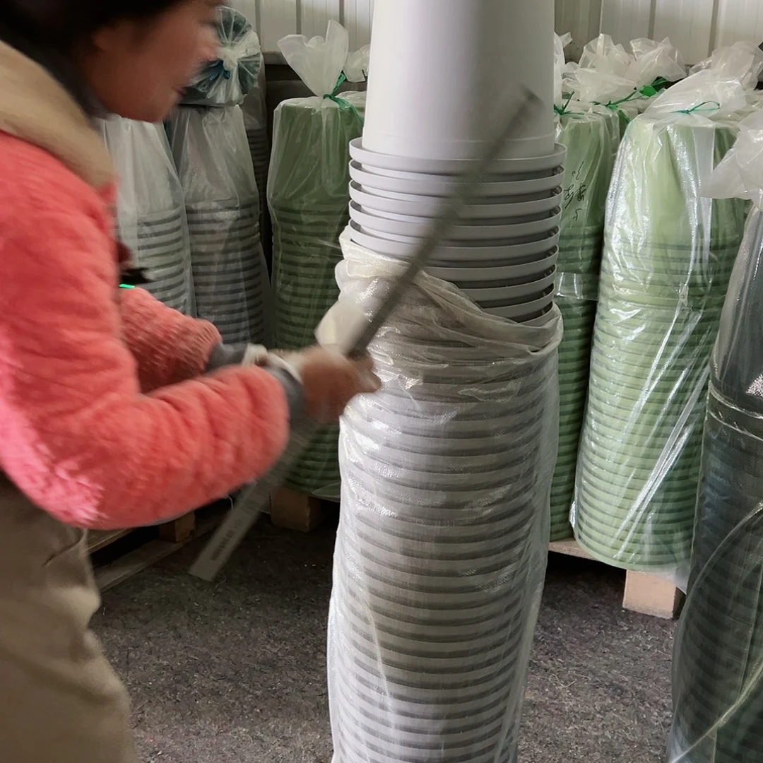 树脂四季盆5#灰白色6个无托