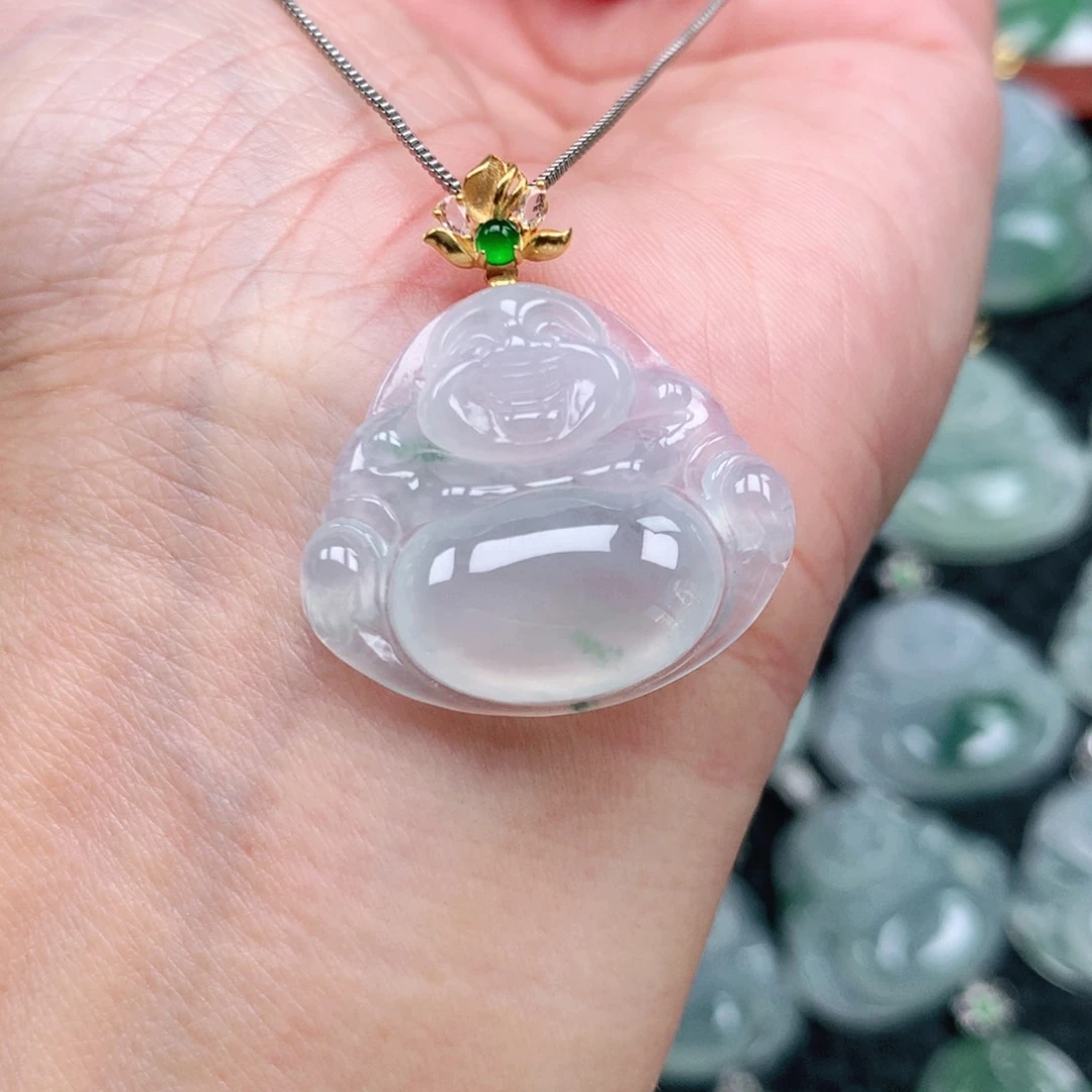 翡翠吊坠(不含链)18K金镶嵌