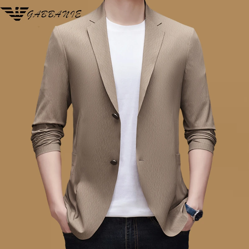 意大利专柜男士高档西服外套春秋季薄款商务时尚韩版中年西装上衣