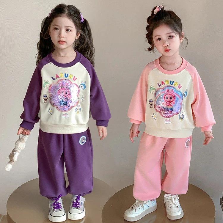 女童新款秋款套装拉布布2025新款卫衣卡通春秋儿童两件套可爱甜美