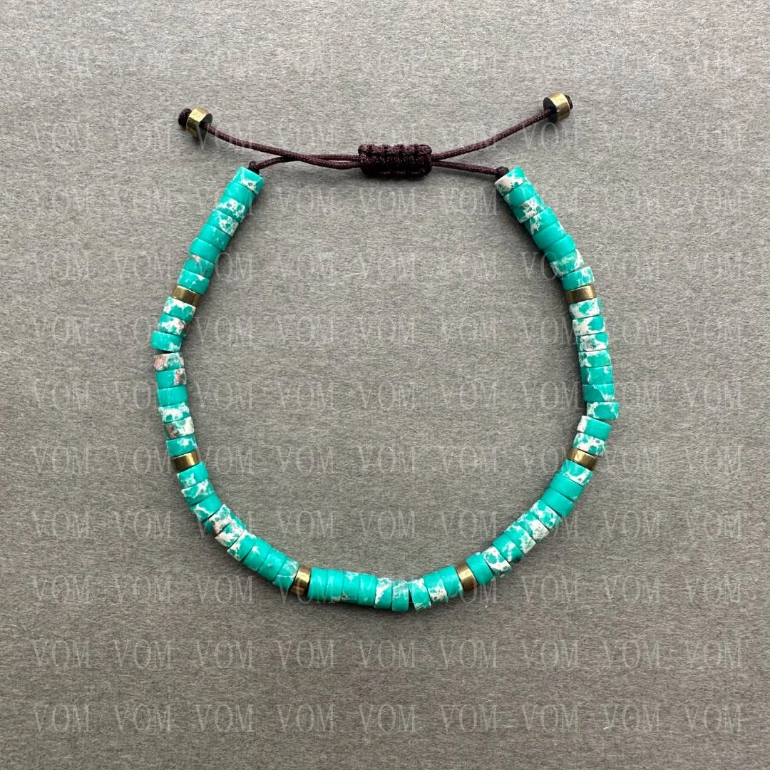 非金属珐琅手链 帝皇石拼接黑胆石手工复古百搭编织款可调节手链