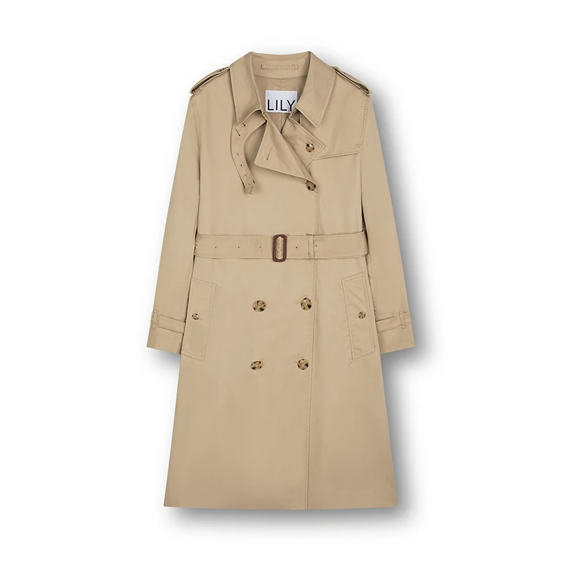 【商场同款】LILY英伦风双排扣全棉通勤百搭款风衣外套124140C1213