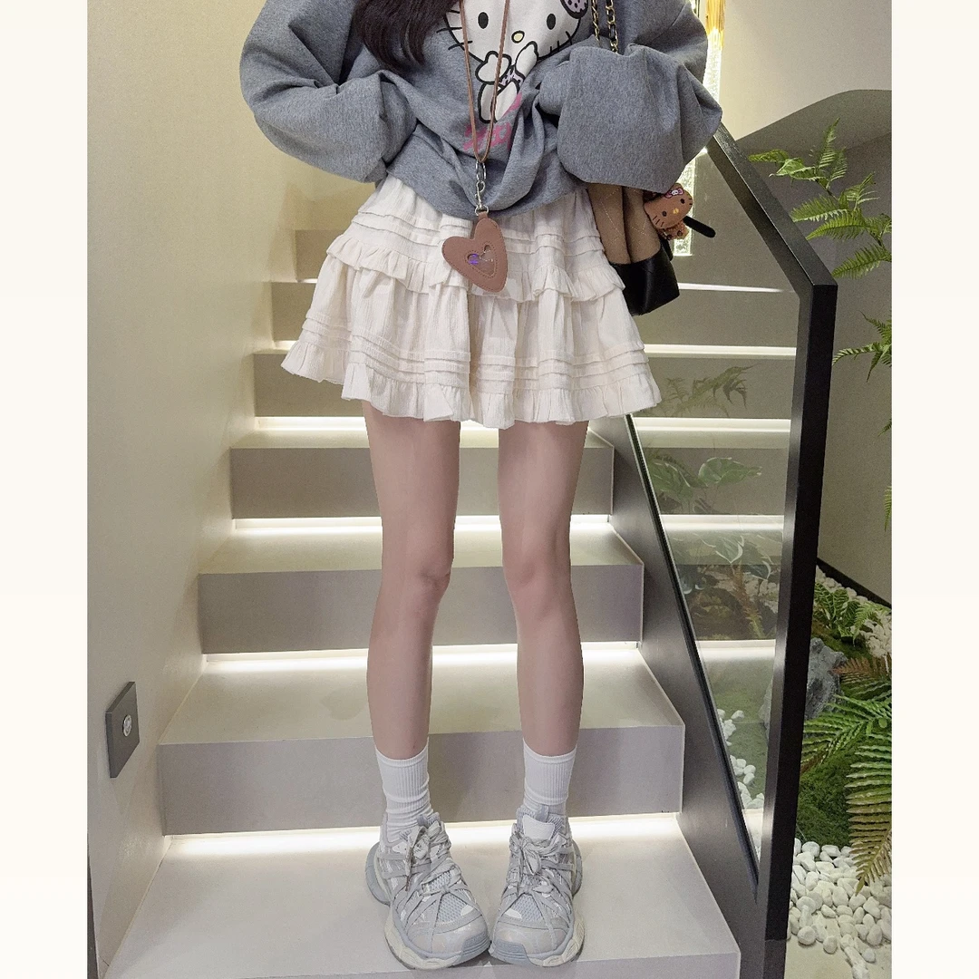 【晓溪服饰】秋季新款时尚短裙荷叶边韩版A字蓬蓬裙蛋糕半身裙6576
