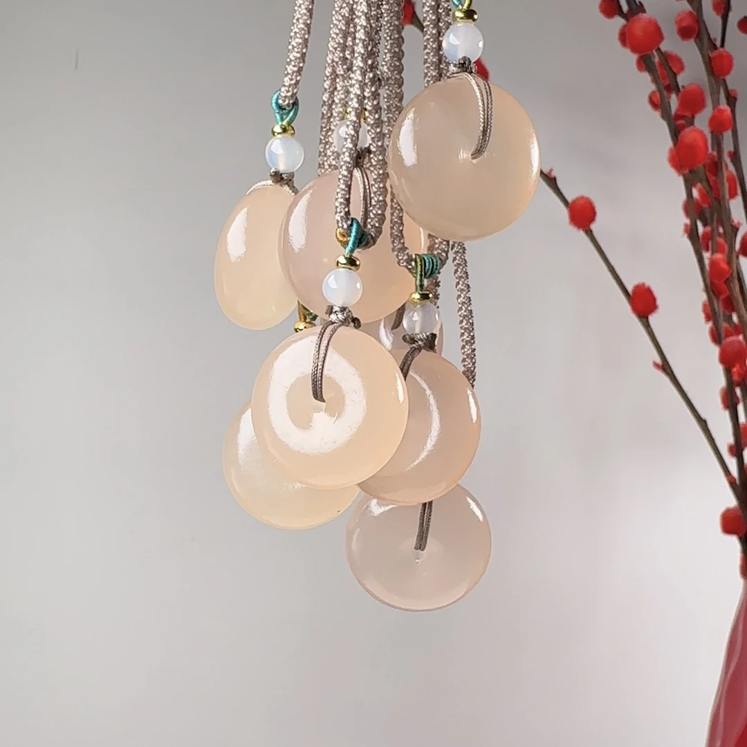 【凯旋专属】藕粉平安扣吊坠（带绳）多样性发货