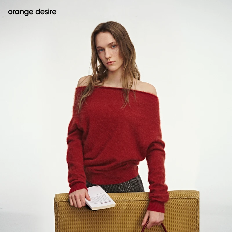 【柔焦暖绒衫】orange desire羊毛一字肩毛衣26春OD2FSKZK007