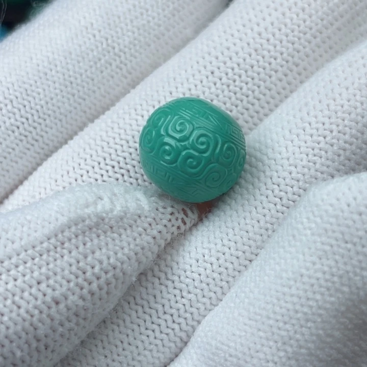 高瓷深绿13mm回纹圆珠