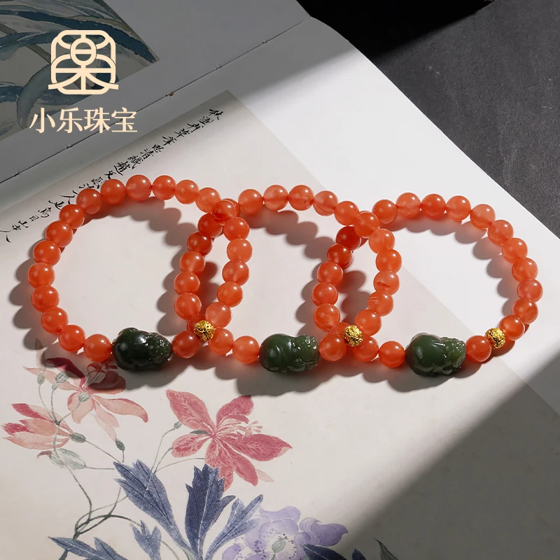 设计款南红和田玉貔貅招财纳福女式手链多样性发一-10604