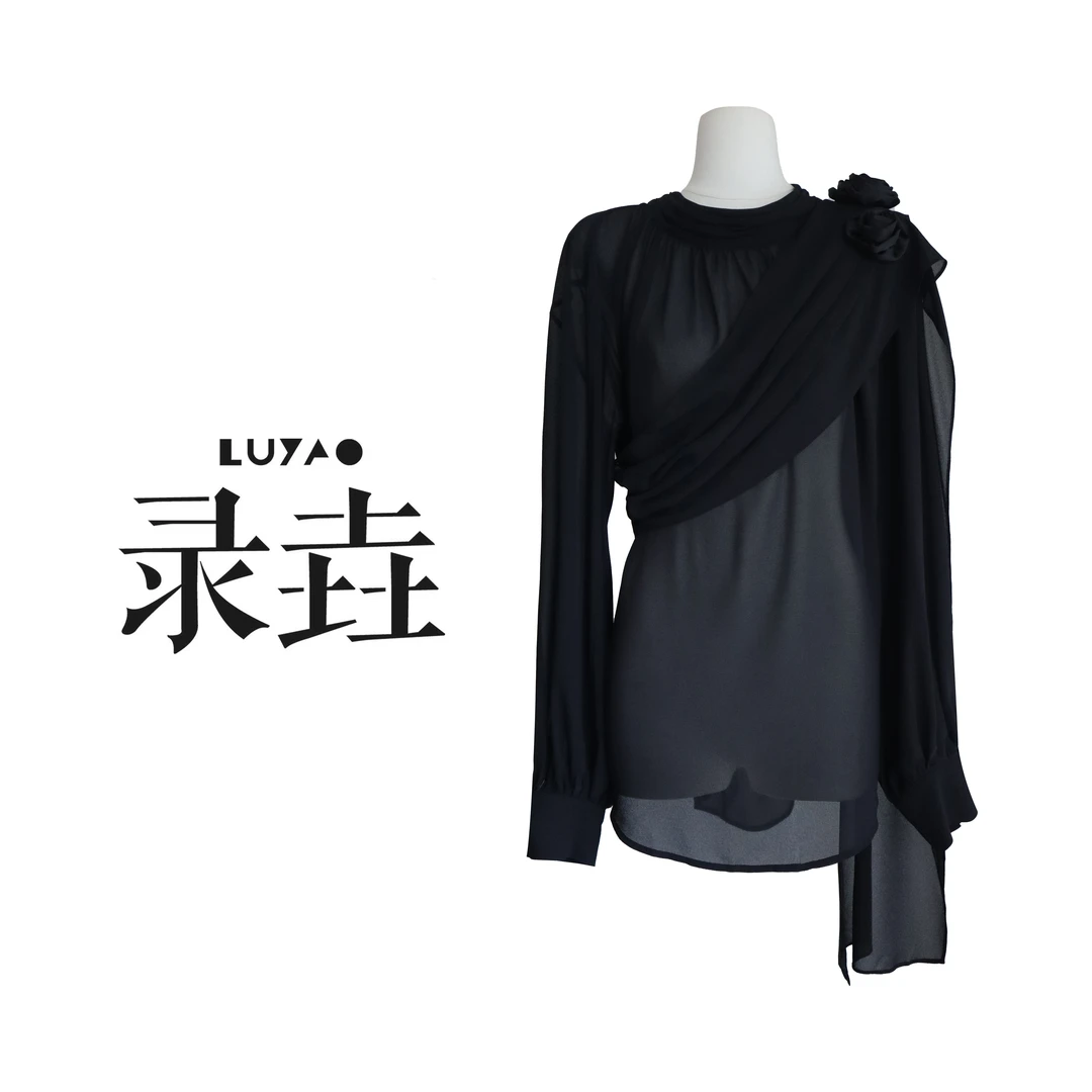 【LUYAO.录垚原创】“夜玫瑰”-玫瑰花朵上衣