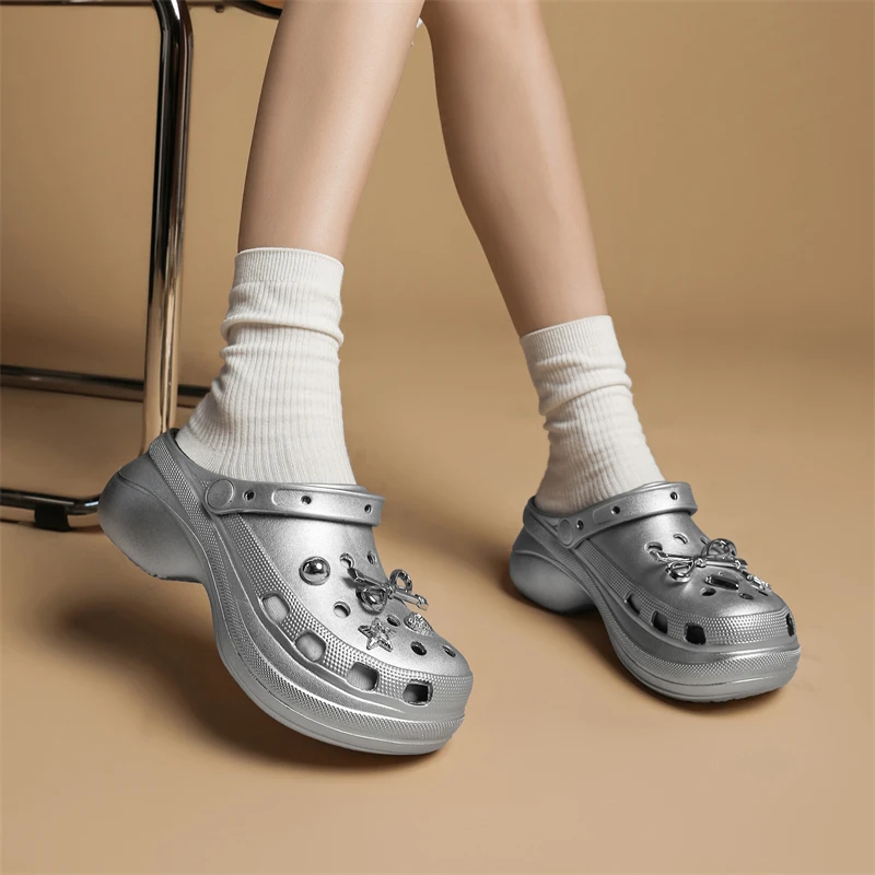 卡家洞洞鞋女款外穿厚底增高包头拖软底百搭凉拖鞋潮流时尚沙滩拖