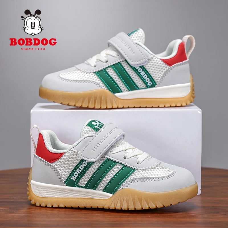 巴布豆男童运动鞋2025春季透气网面休闲板鞋小学生软底简约跑步鞋