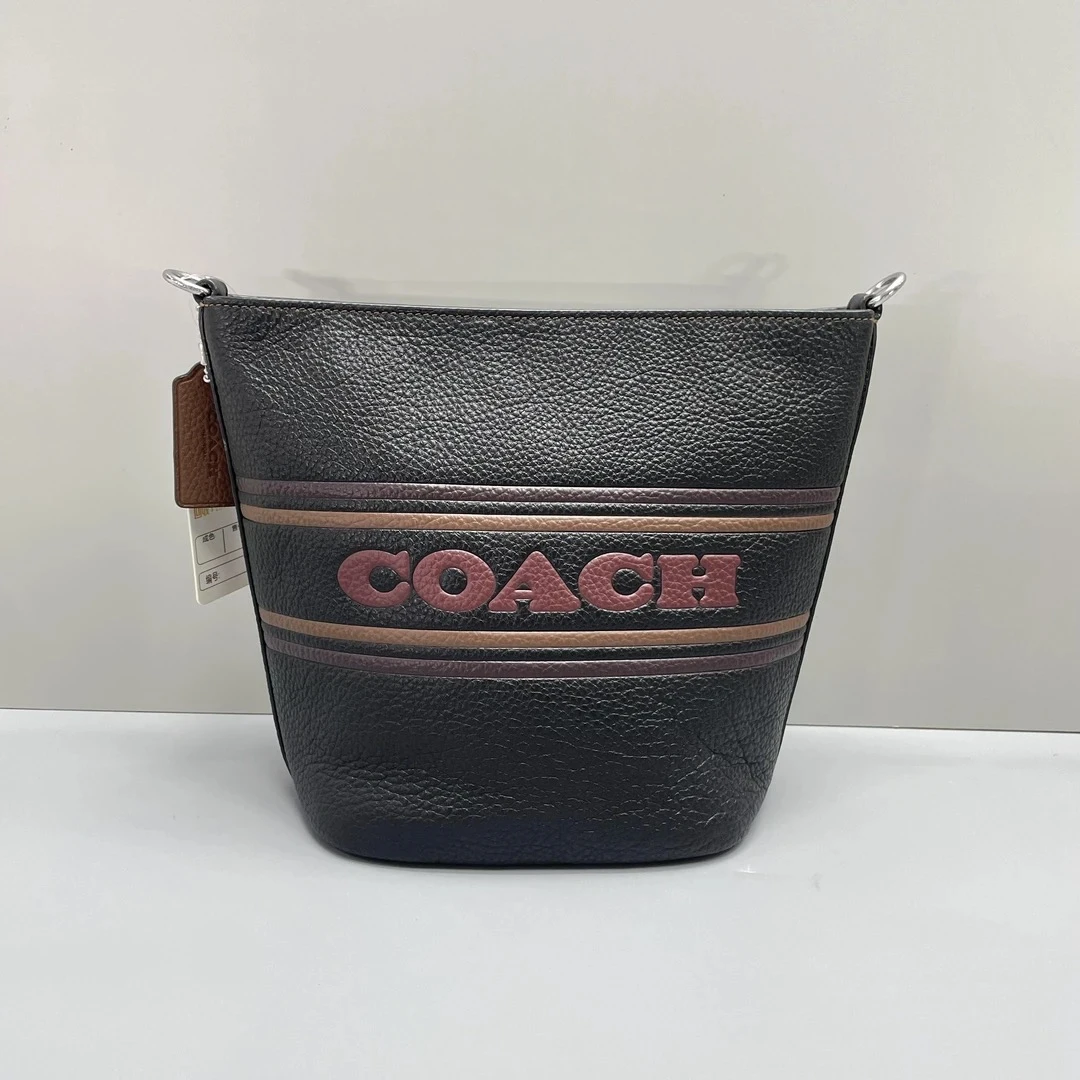 99新 COACH/蔻驰 黑色水桶斜挎包17*21*11cmD0122414