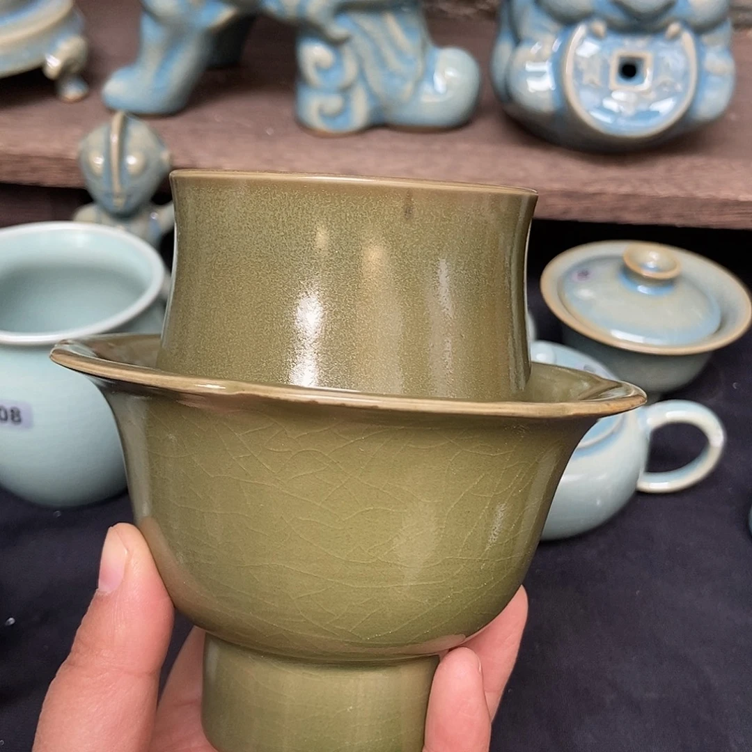 写***己两只瑕原矿茶末釉