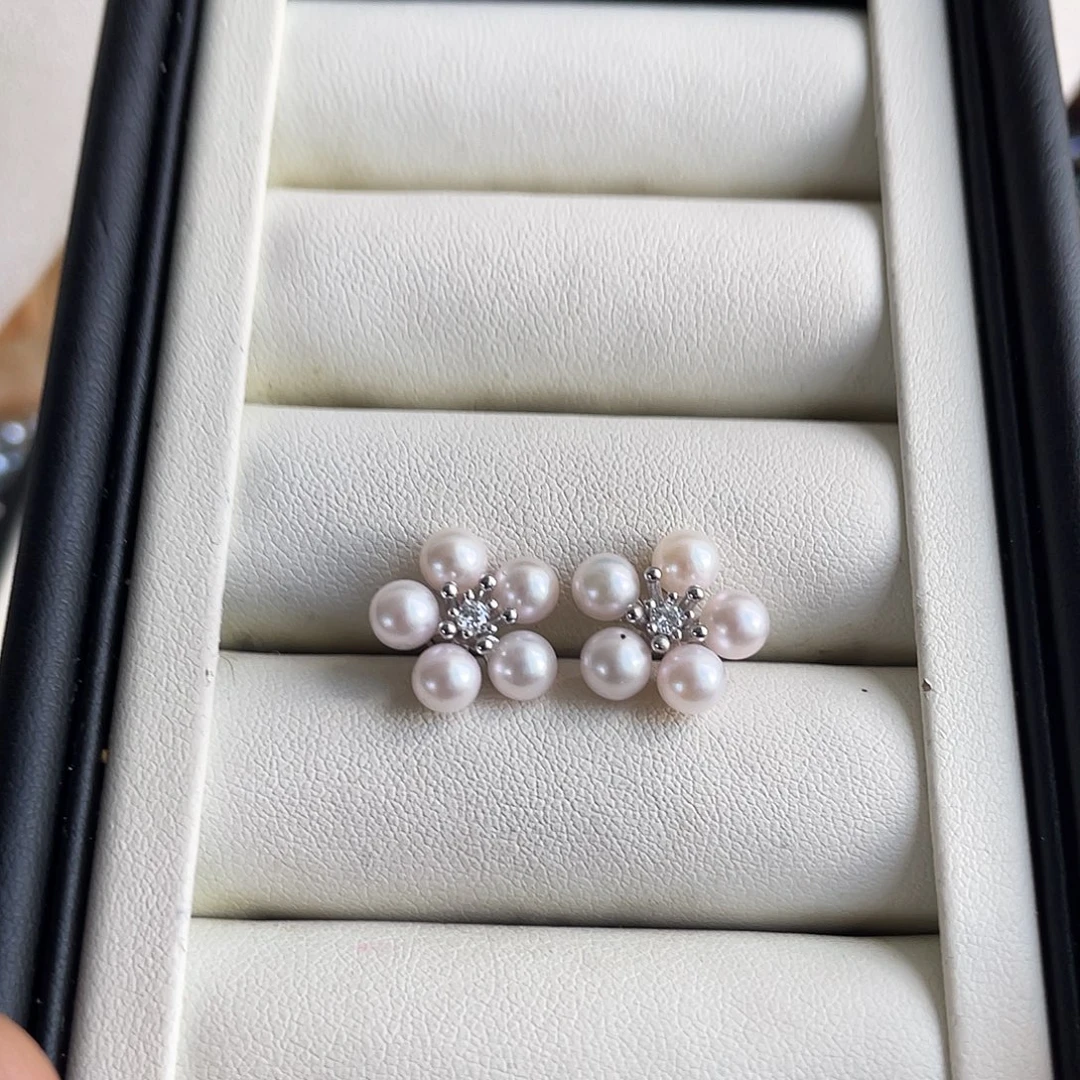 银S925镶嵌耳饰海水珍珠