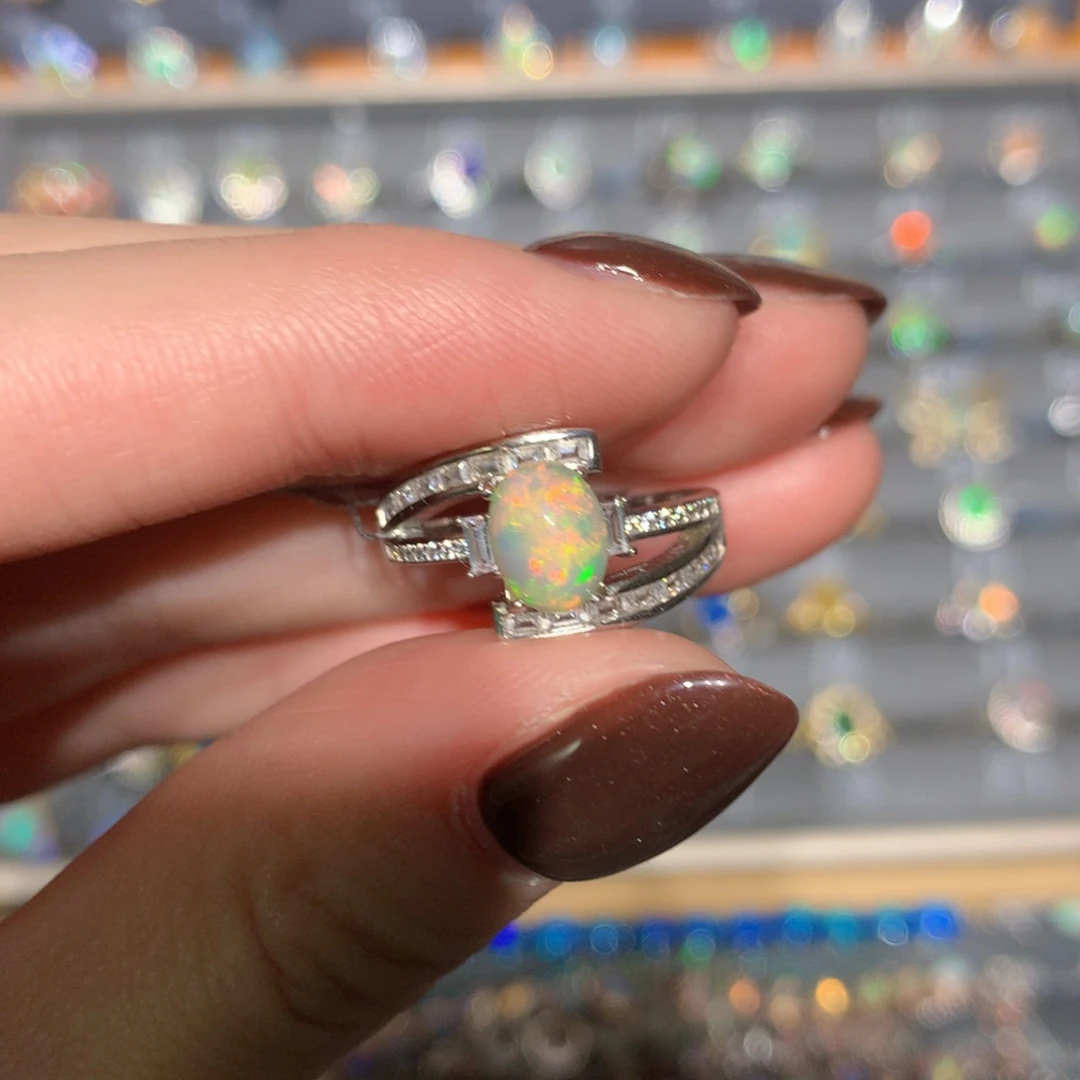 银S925镶嵌欧泊戒指t