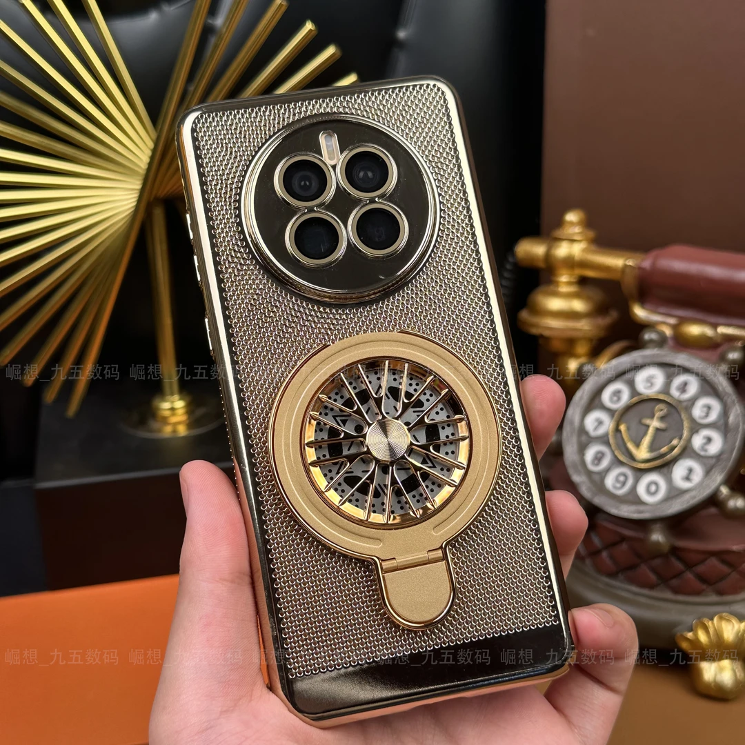 【五金支架+自带镜头膜】适用华为Mate50电镀散热防摔支架全包壳