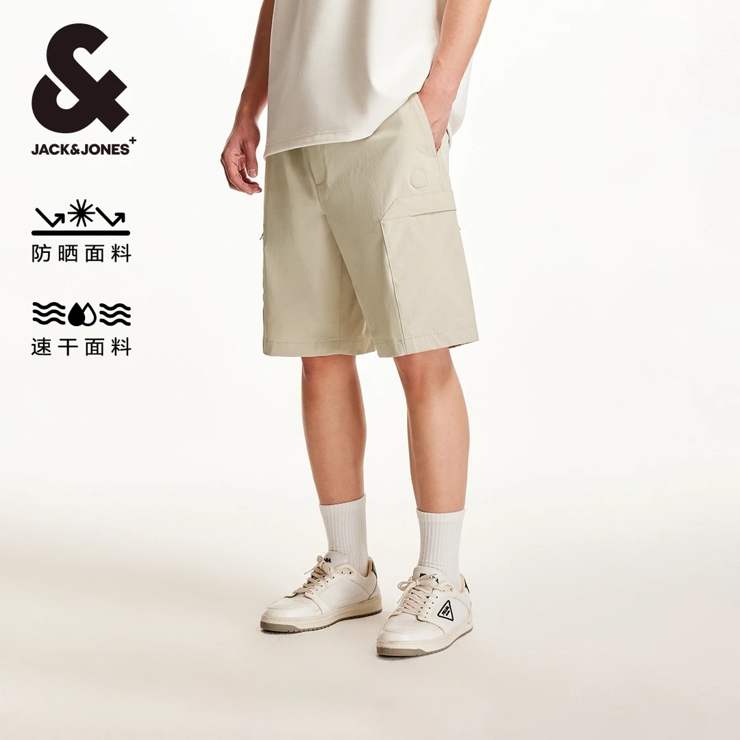 杰克琼斯秋季新款潮出街百搭时尚logo贴布抽绳速干休闲短裤男