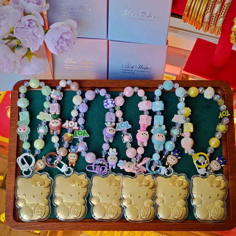 含金工艺品【中国金店】含金招财KT猫30mg手机挂钥匙扣520礼物女友
