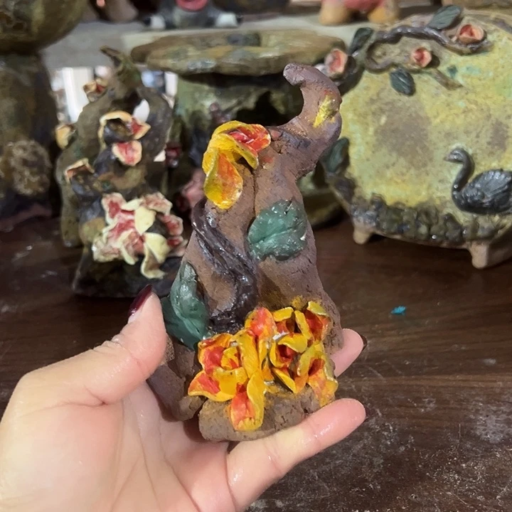 福利手工粗陶高温花器