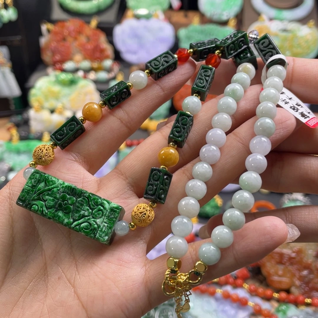 翡翠未镶嵌颈饰代编织