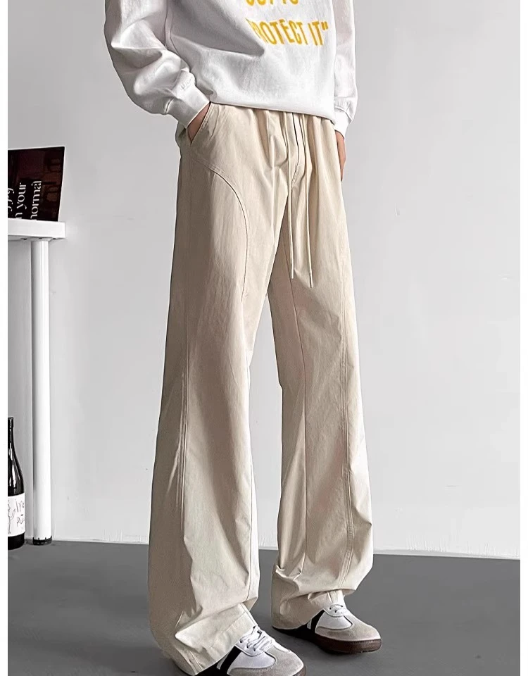 美式微喇休闲裤男款秋季白色冰丝长裤百搭速干显瘦夏季薄款裤子男