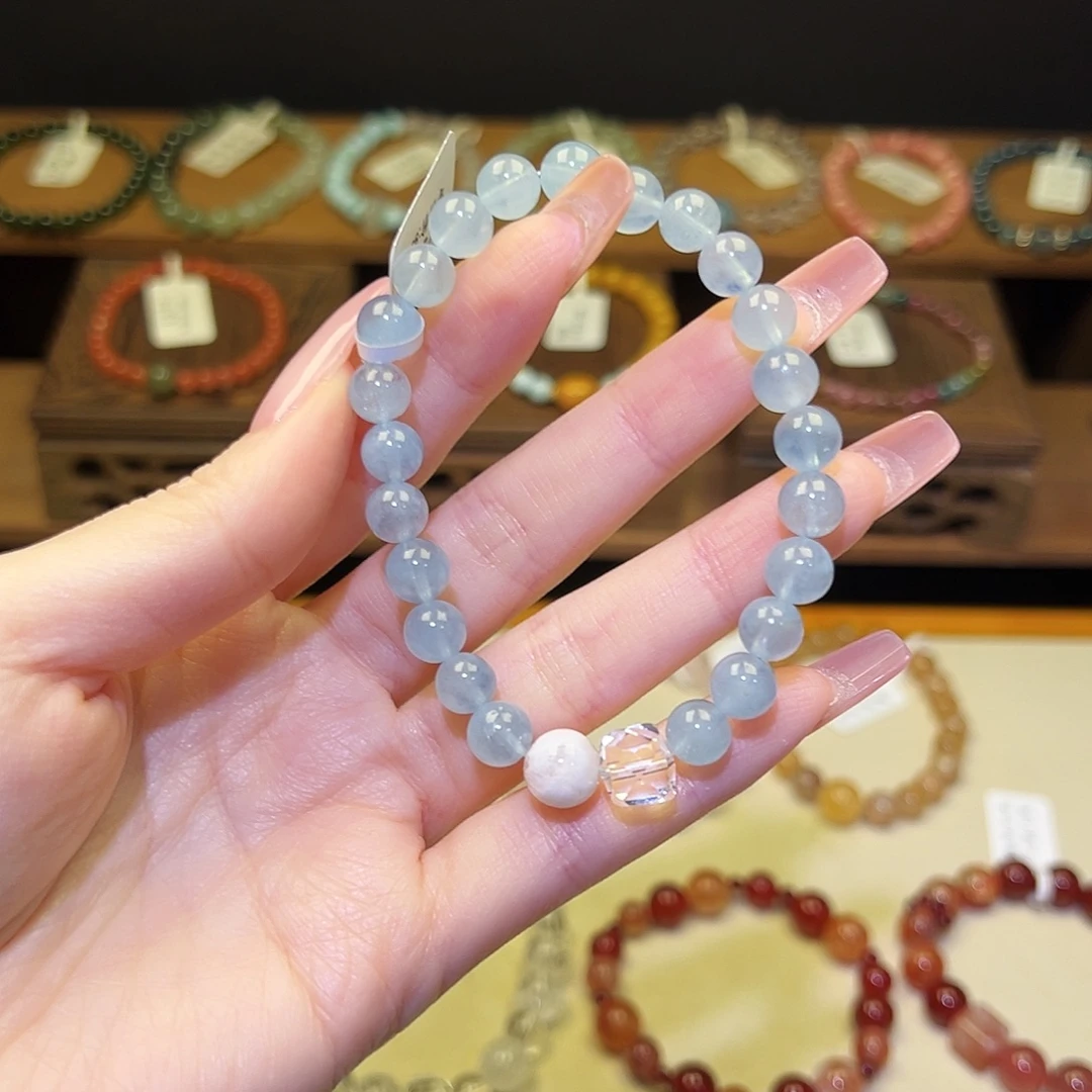 银S925镀金镶嵌水晶手串海122