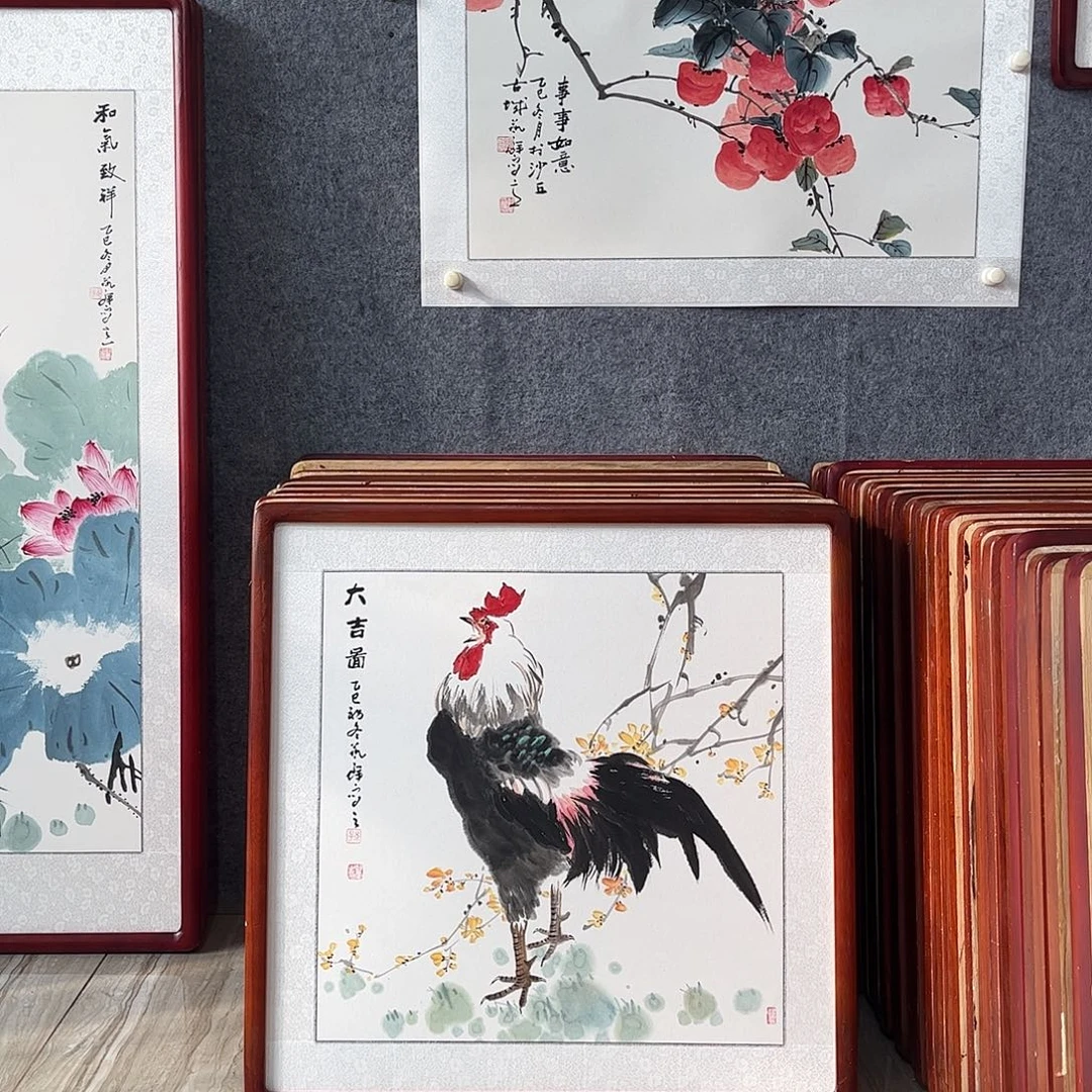 国画书画作品带框63×63