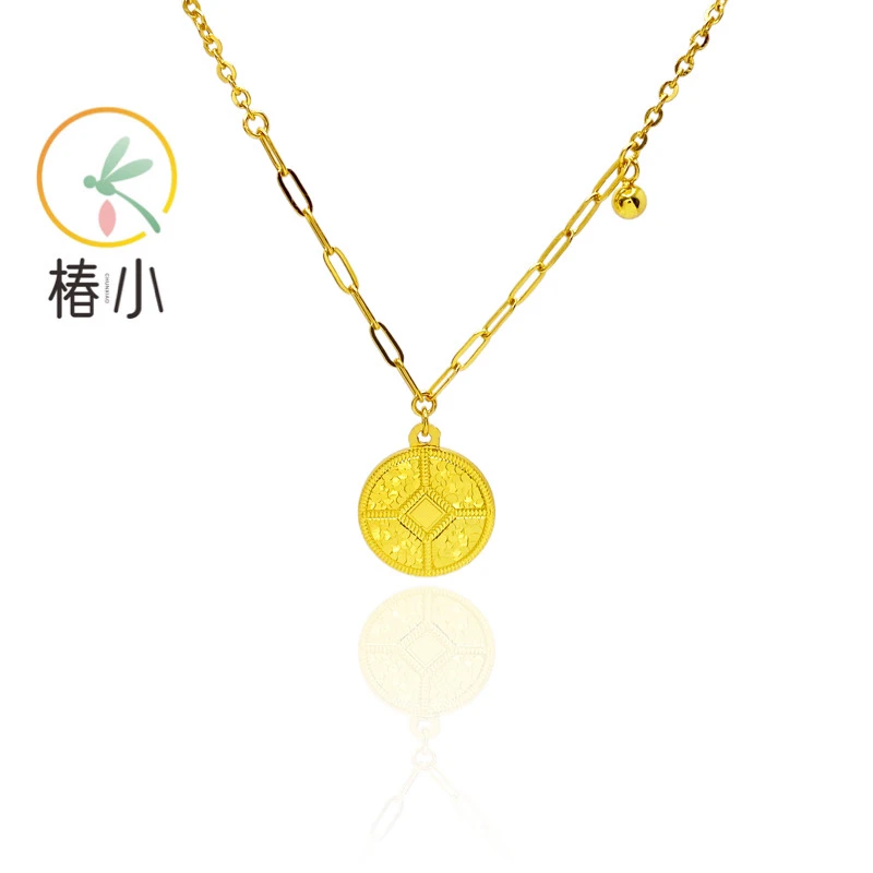 坠链均925银 碎碎冰钱币项链 【椿小】294004