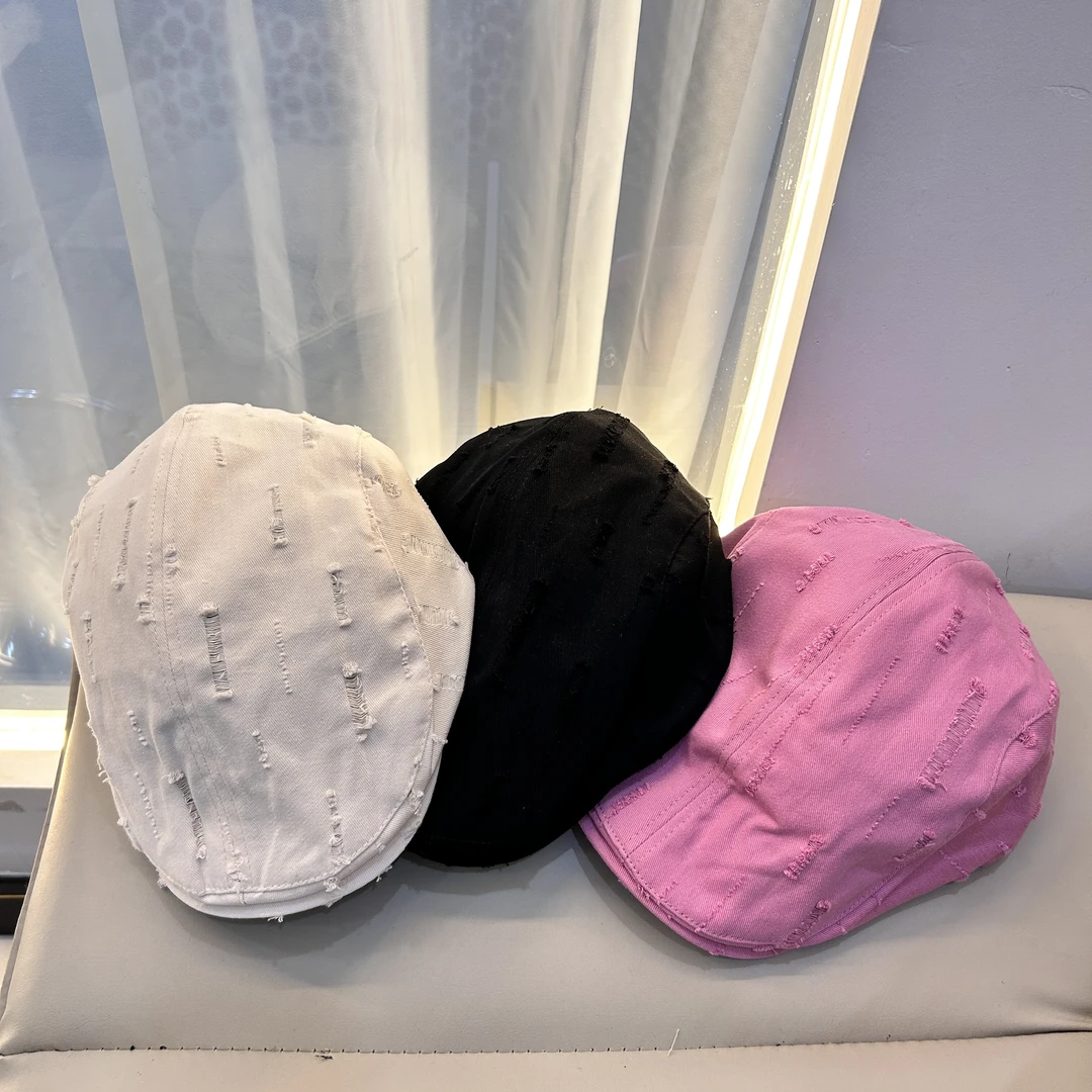 韩版粉色鸭舌帽圆顶前进帽简约毛边夏季女做旧帽子复古ins鸭舌帽