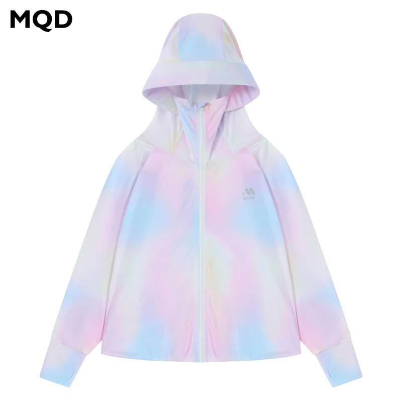 MQD童装女童25夏装透气轻薄渐变防紫外线连帽防晒服BD25220803