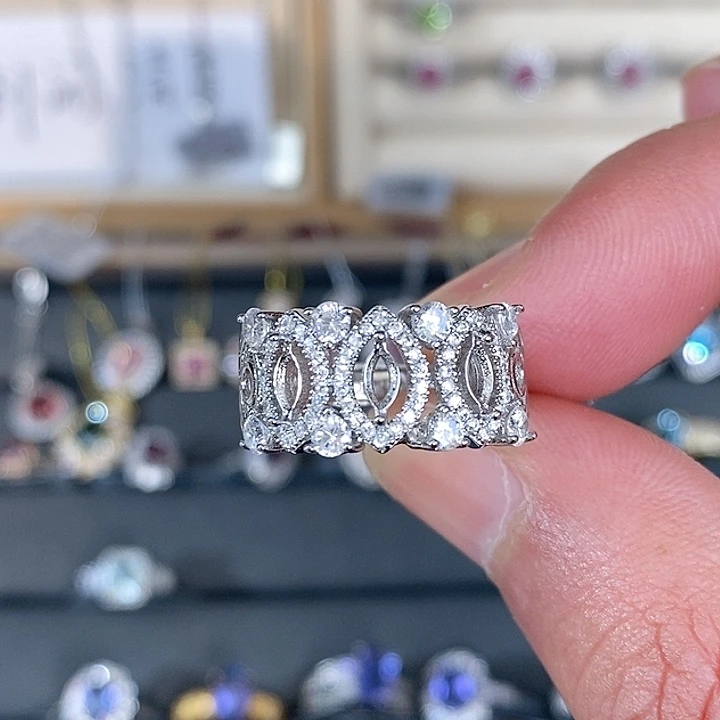 海蓝宝石戒圈银S925镶嵌克*溪