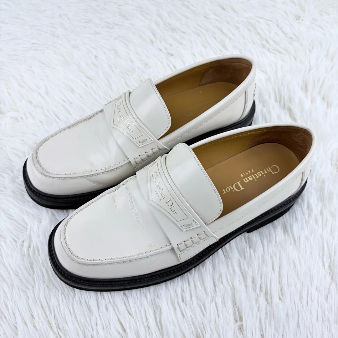 99新 DIOR/迪奥 经典徽标乐福鞋 白色 38码12696583