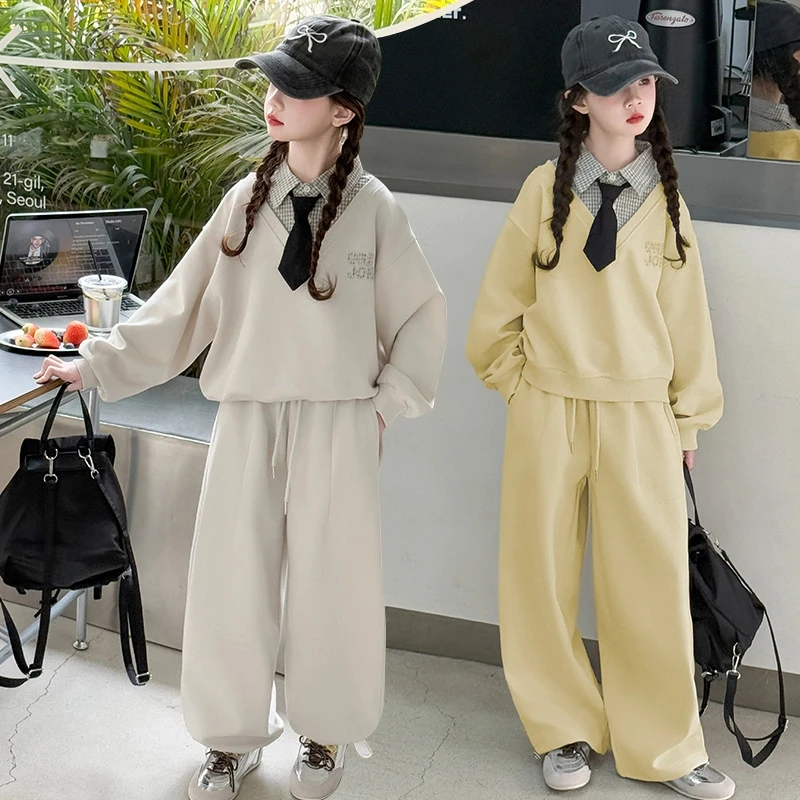 女童卫衣套装春秋款2025新款大儿童运动服洋气女孩春装休闲两件套