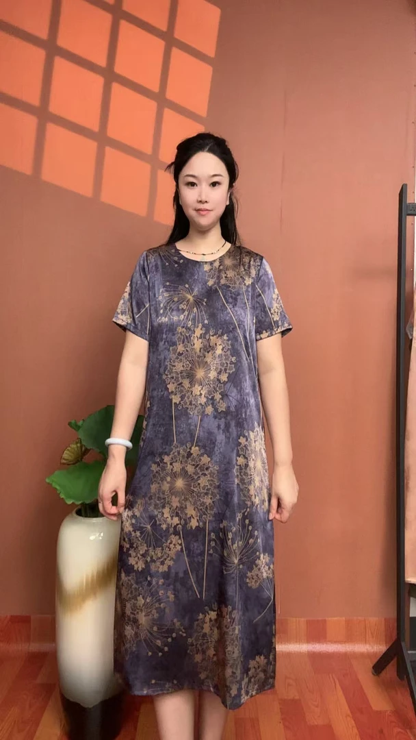 1(蒲公英）夏季简约时尚显瘦气质女装宽松中长款连衣裙