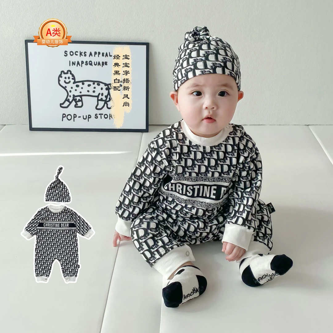 连体衣春装婴幼儿婴儿薄款长袖哈衣爬服洋气连身衣送帽子宝宝外出
