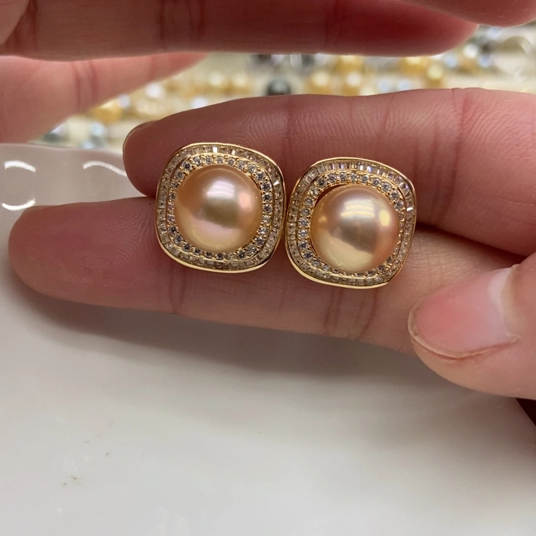 淡水珍珠耳饰银S925镶嵌