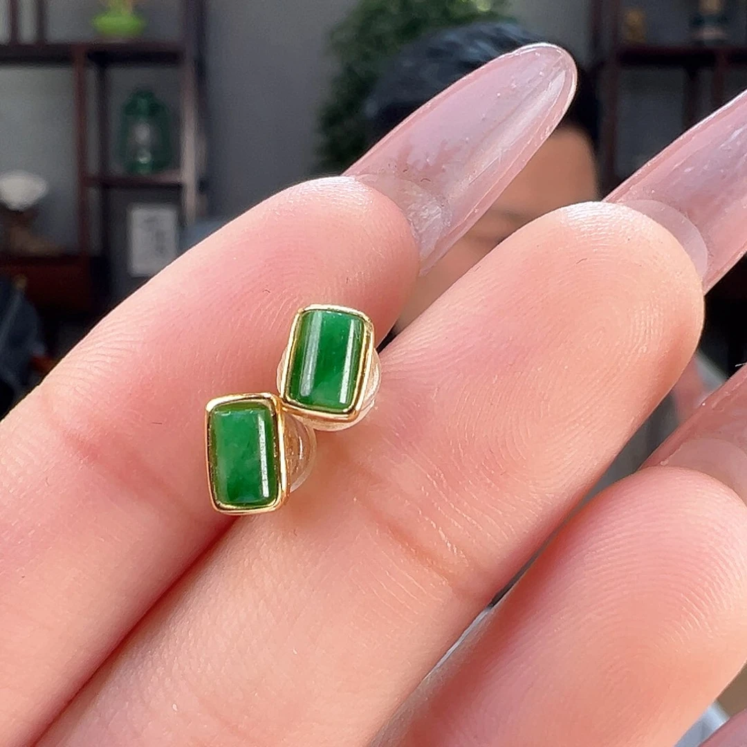 翡翠耳饰银S925镶嵌耳环