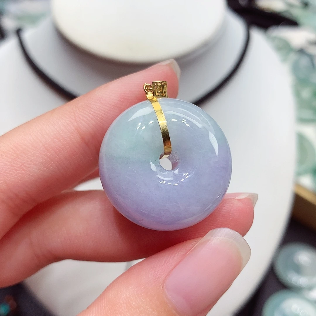 颈饰18K金镶嵌翡翠翡翠1，24.2/12.5