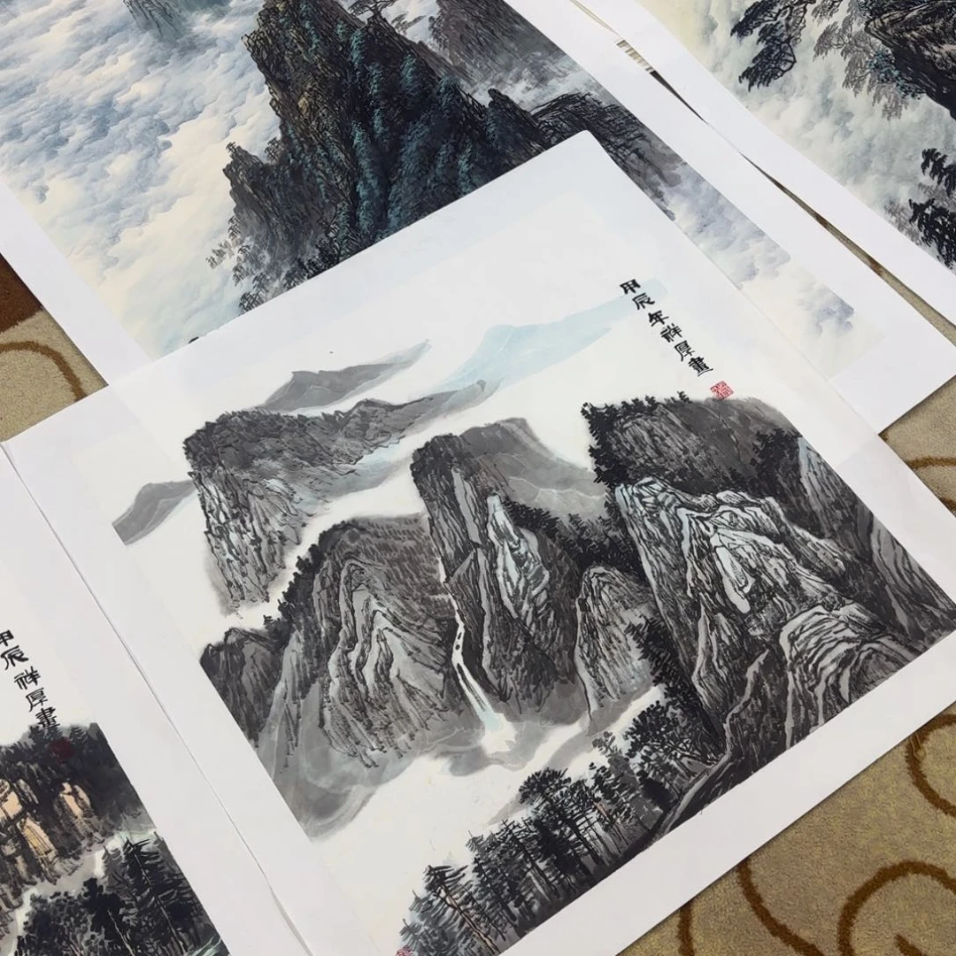 国画荷***馨范祥厚斗方作品童