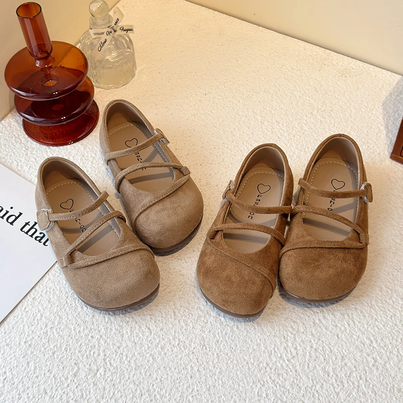 女童小皮鞋复古儿童软底浅口单鞋小女孩洋气百搭公主鞋勃肯豆豆鞋